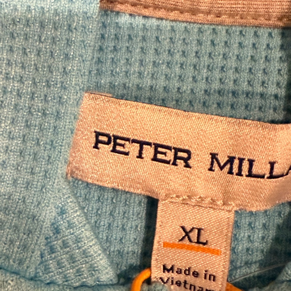 Peter Millar Men's XL Maya Blue Grid Performance Half-Zip Hoodie MSRP $165 - Picture 8 of 10